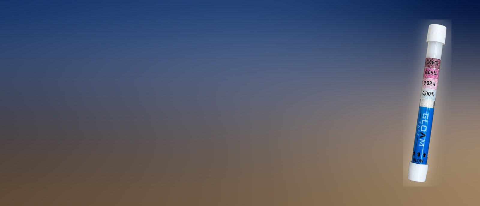 Gloam Safe breathalyser tube against a dawn sky